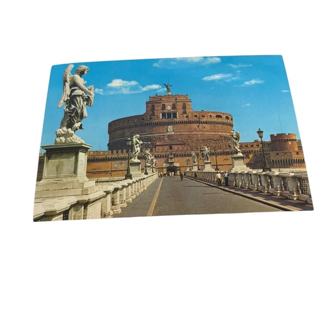 Castel Sant Angelo Rome Italy Vintage Postcard Angel Bridge View